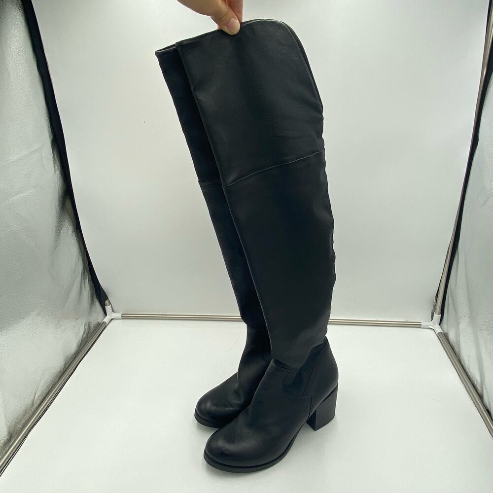 Barneys New York Black Soft Leather Pull On Over The Knee Boots Size 40